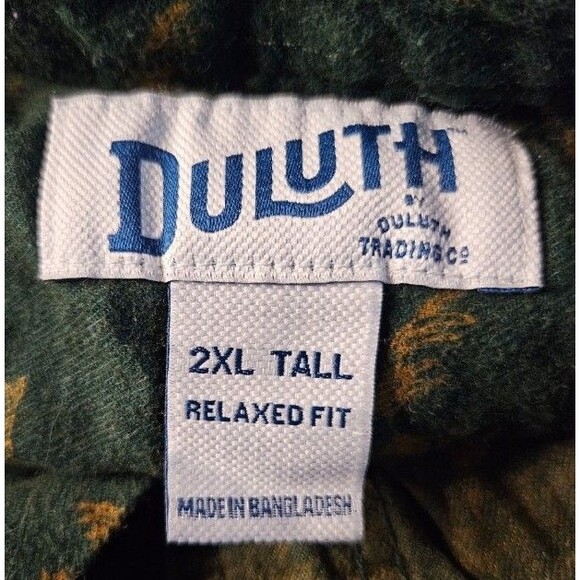 Duluth Trading Flannel Green Stag Relaxed Fit Untucked Button Down Shirt 2XLT - Picture 7 of 7